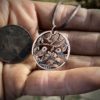folk bird ethical jewellery necklace made from old coin