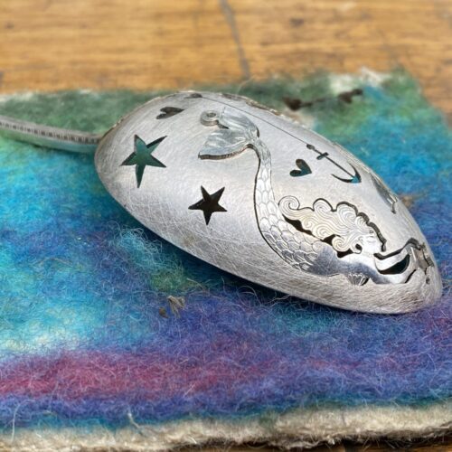 handmade and upcycled spoon mermaid earrings