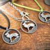 Irish hare coin jewellery. Hand-cut and carved Irish hare threepence coin pendant