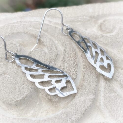 angel wings handcrafted and recycled spoon bird earrings