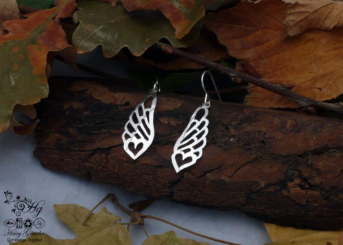 angel wings handmade and upcycled spoon bird earrings