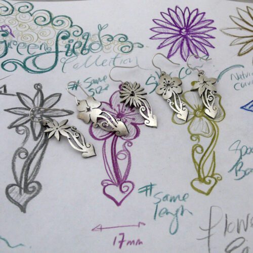 handcrafted and recycled spoon flower earrings