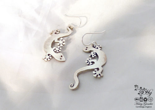 The Official Hairy Growler Jewellery Co. Cambridge - handcrafted and recycled spoon gecko earrings