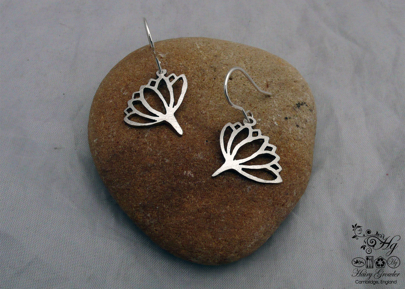 handcrafted and recycled spoon lotus-flower earrings