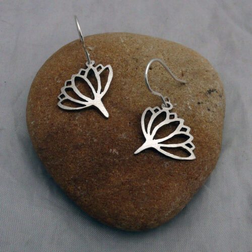 handcrafted and recycled spoon lotus-flower earrings