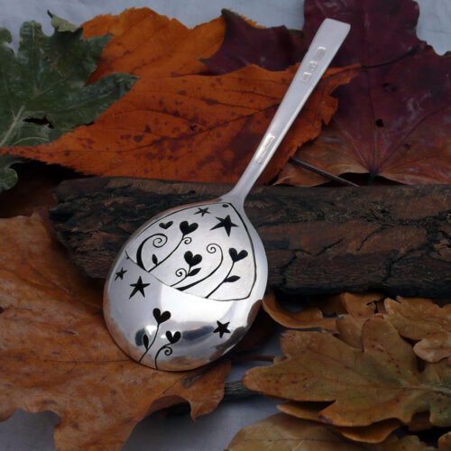 handcrafted and upcycled vintage spoon love grows pendant