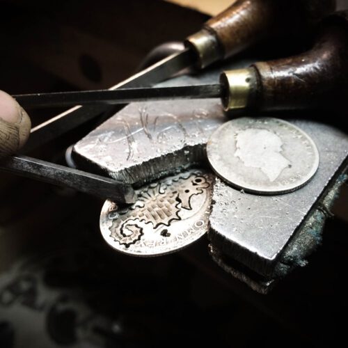 Handmade and upcycled silver shilling seahorse necklace