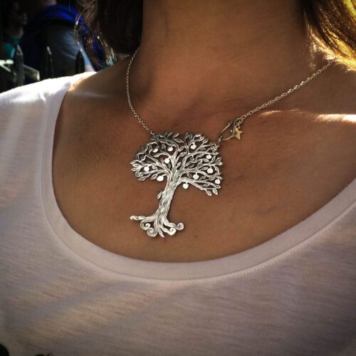 Unique tree necklace - handcrafted and Recycled silver Crown coin