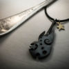 handmade and repurposed spoon black star guitar necklace pendant