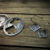 handcrafted and recycled silver shilling coin 'fake-diamond' conflict-free-diamond earrings
