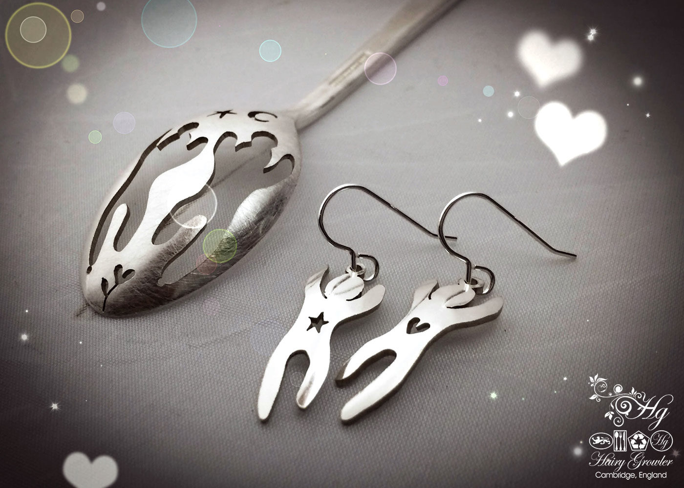 handcrafted and recycled spoon festival earrings