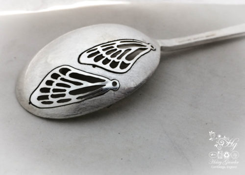 handmade and repurposed spoon butterfly wing earrings