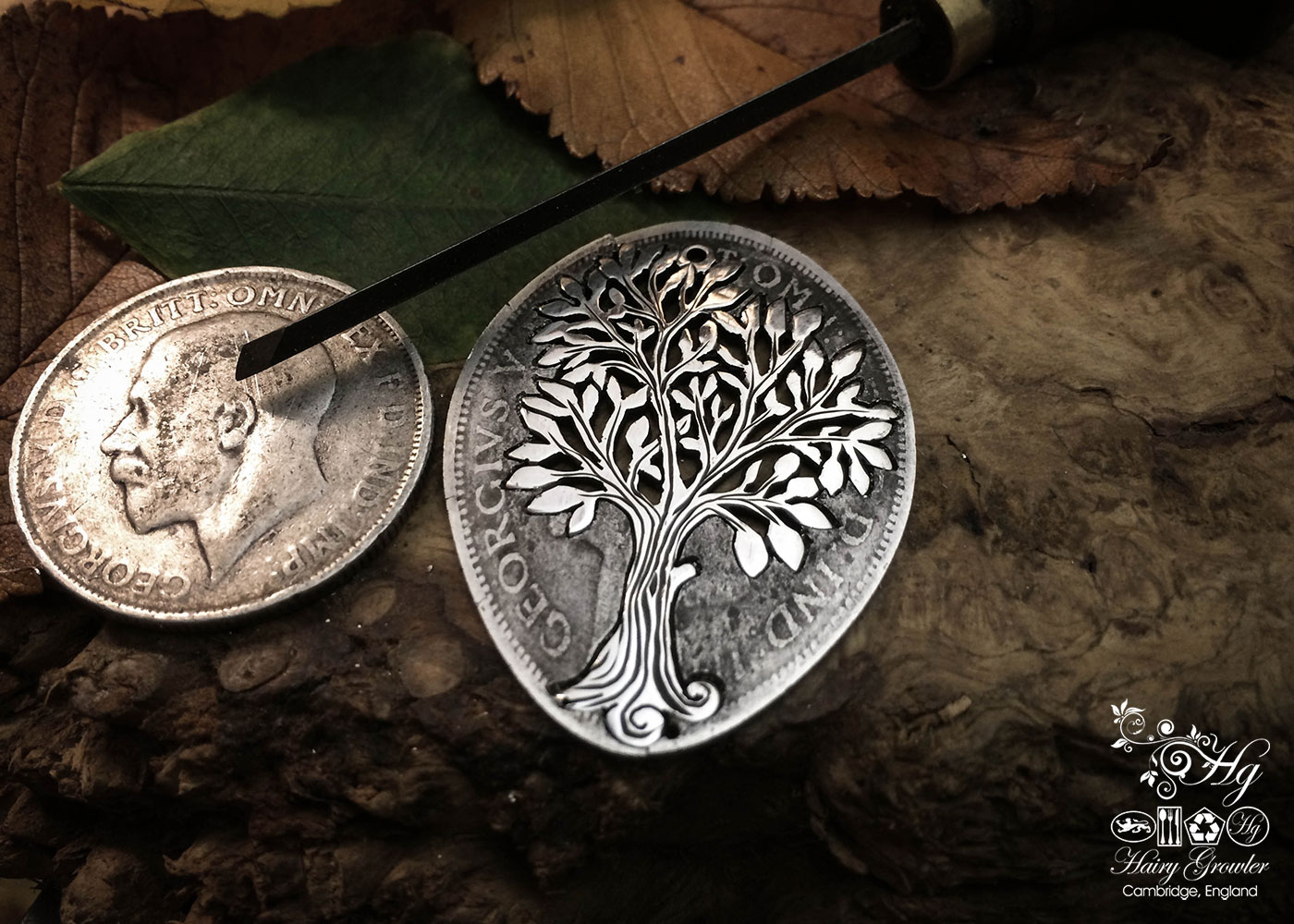 Handcrafted and recycled silver Glimpses of summer tree necklace