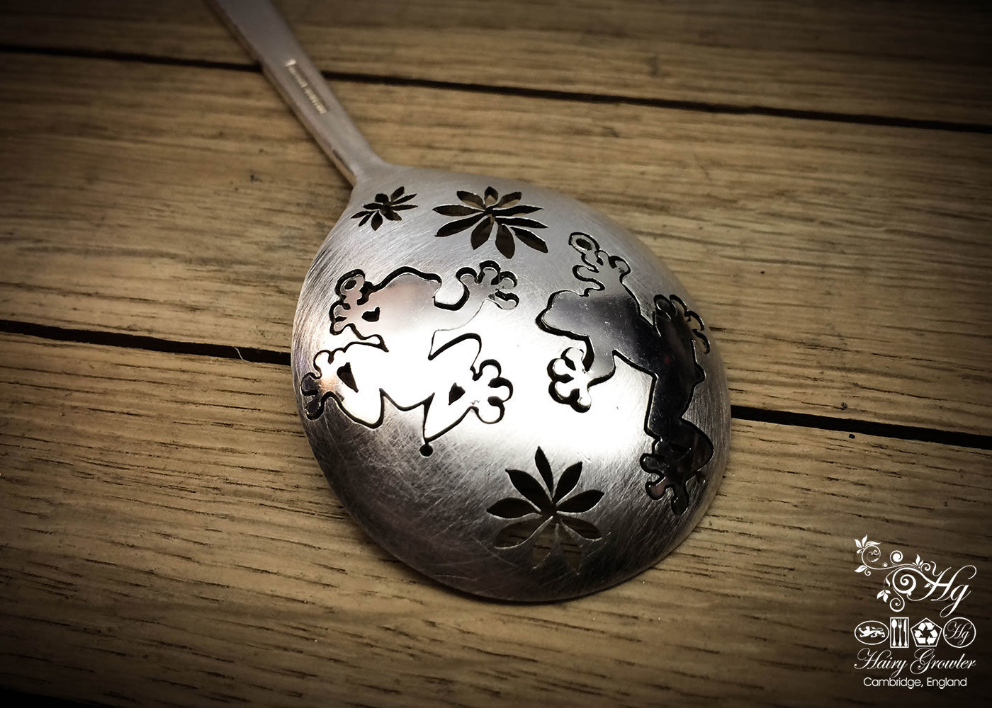 handmade and repurposed vintage spoon leap frog earrings made in cambridge, england