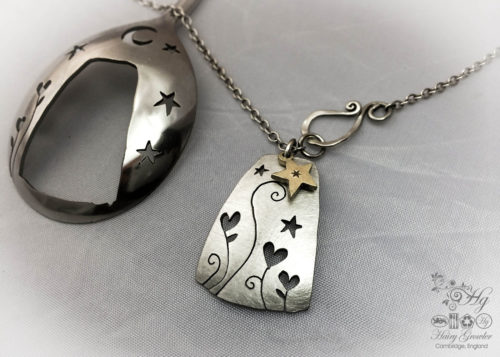 handcrafted and recycled spoon love grows necklace