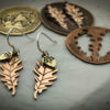 handcrafted and upcycled coin Oak leaf and acorn earrings