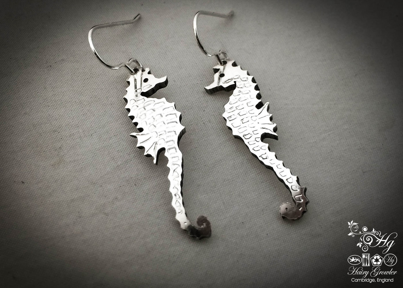 The Official Hairy Growler Jewellery Co. Cambridge - handcrafted and recycled spoon seahorse earrings