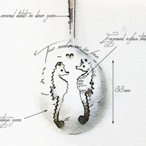 Handmade and recycled spoon seahorse earrings