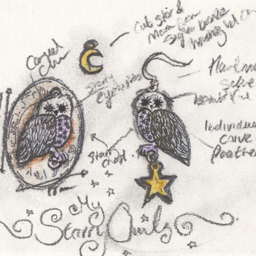 homemade and repurposed silver Georgian shilling owl earrings made in Cambridge