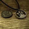 Handcrafted and recycled threepence thrupney bit coin pendant necklace