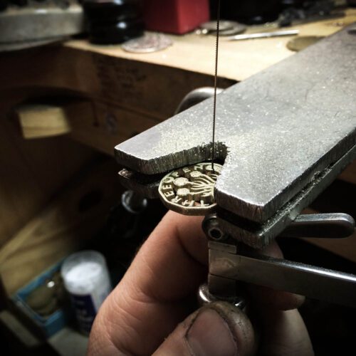 Hand made and repurposed threepence thrupney bit coin pendant necklace