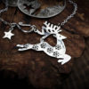 Handcrafted and recycled sterling silver half crown Reindeer necklace