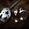 handcrafted and recycled spoon party time reindeer earrings