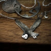 Owl necklace - ethical and original, handcrafted and recycled silver coins