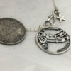Handcrafted and recycled coin musical notes pendant necklace