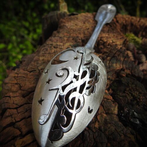 Recycled spoon jewellery - Musical composition brooch