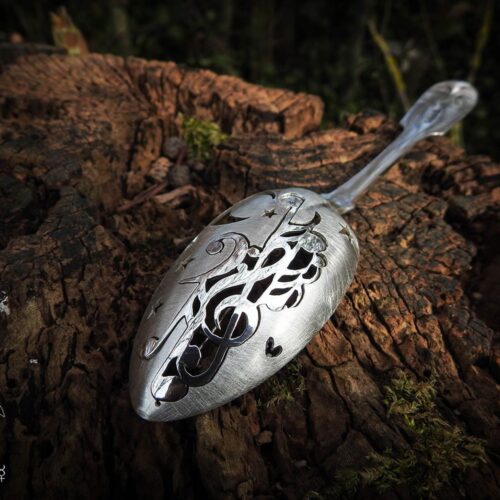 Recycled spoon jewellery - Musical composition brooch