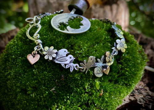 birdy bracelet handcrafted and recycled silver bird bracelet