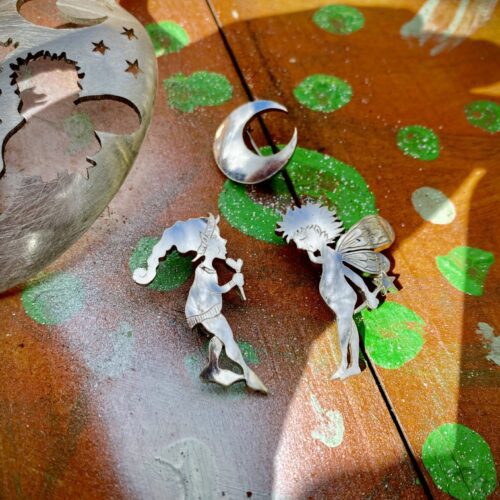 handmade and recycled spoon fairy and pixie brooch