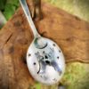handcrafted and recycled spoon boxing-hare brooch