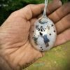 handcrafted and recycled spoon boxing-hare brooch