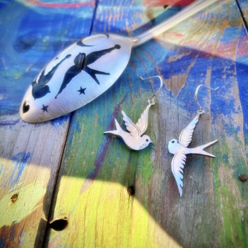artisanal hipster upcycled rock chic earrings handmade in England