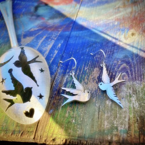 artisanal hipster upcycled rock chic earrings handmade in England