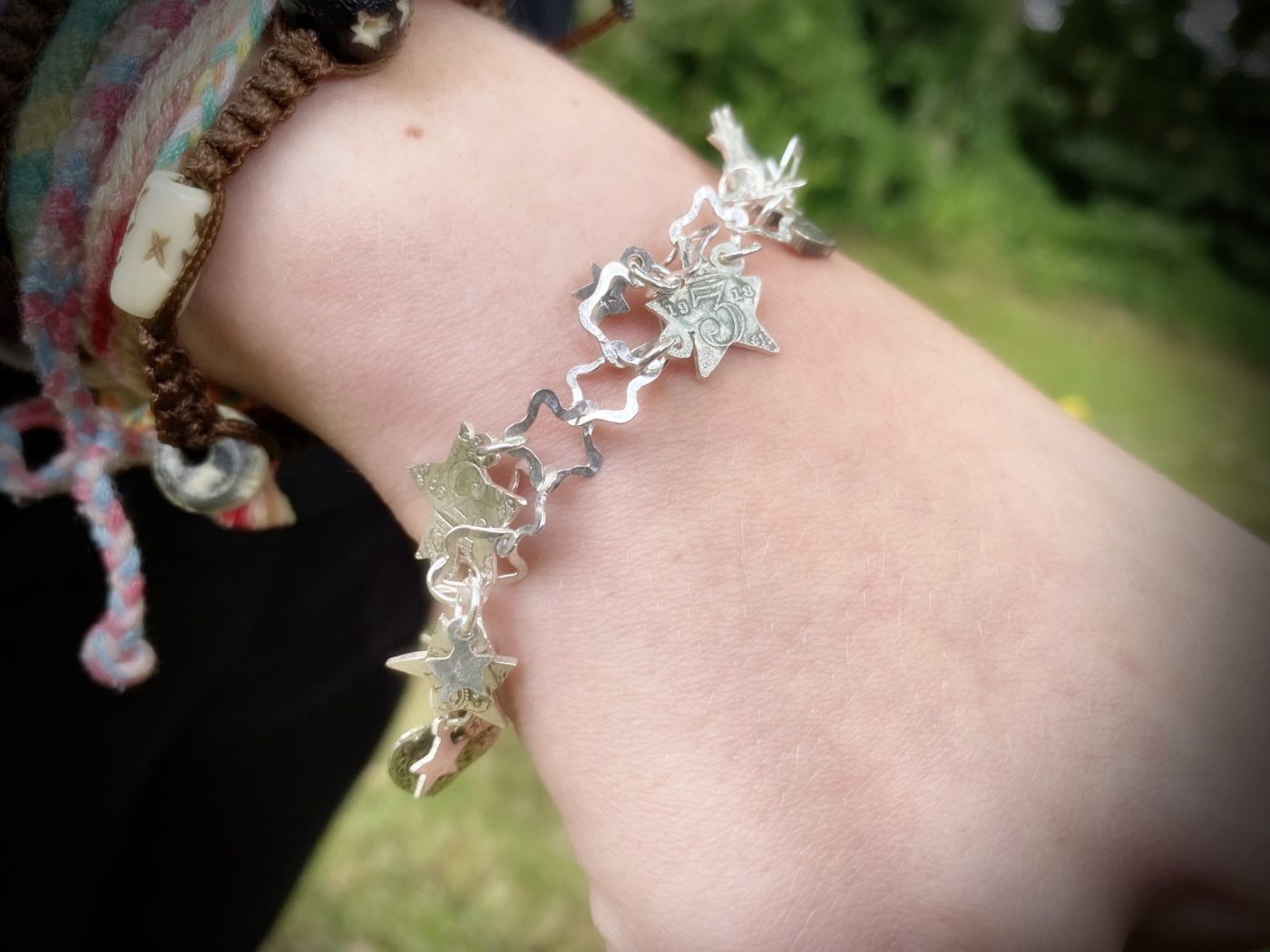 star bracelet individually handcrafted and recycled from an old Victorian silver coins