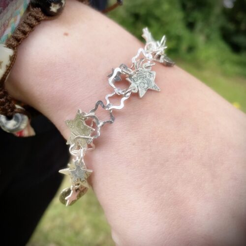 star bracelet individually handcrafted and recycled from an old Victorian silver coins