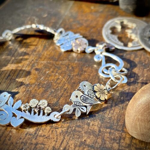 birdy bracelet handcrafted and recycled silver bird bracelet