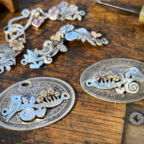 birdy bracelet handcrafted and recycled silver bird bracelet