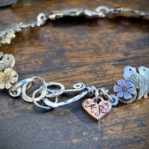 birdy bracelet handcrafted and recycled silver bird bracelet