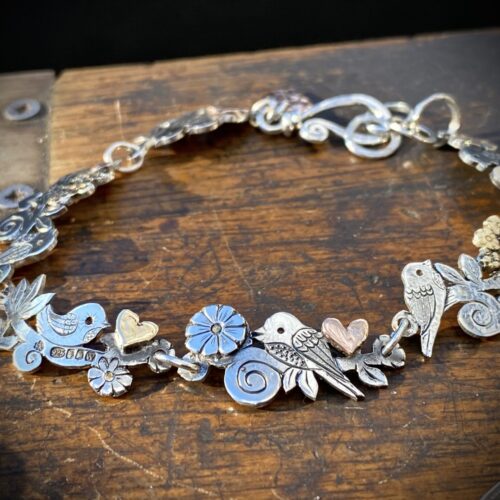 birdy bracelet handcrafted and recycled silver bird bracelet