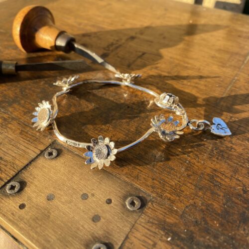 Daisy chain jewellery - handmade and Recycled silver threepence and sixpences