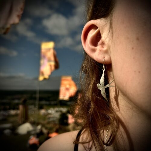 freedom and love swallow bird earrings recycled spoon