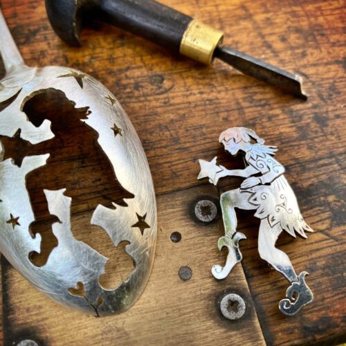 handcrafted and upcycled spoon pixie brooch
