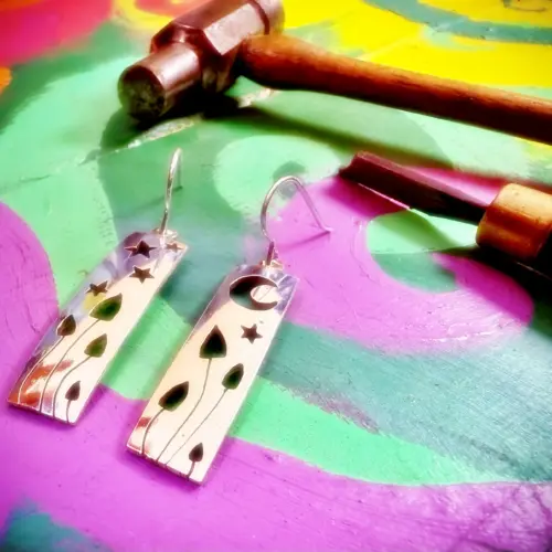 handmade and upcycled spoon DMT spirit molecule magical mushroom earrings