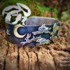 Handcrafted and recycled silver kuff bracelet leaping and dashing hares