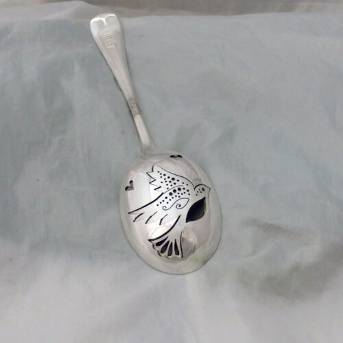 handcrafted and recycled peace dove spoon brooch