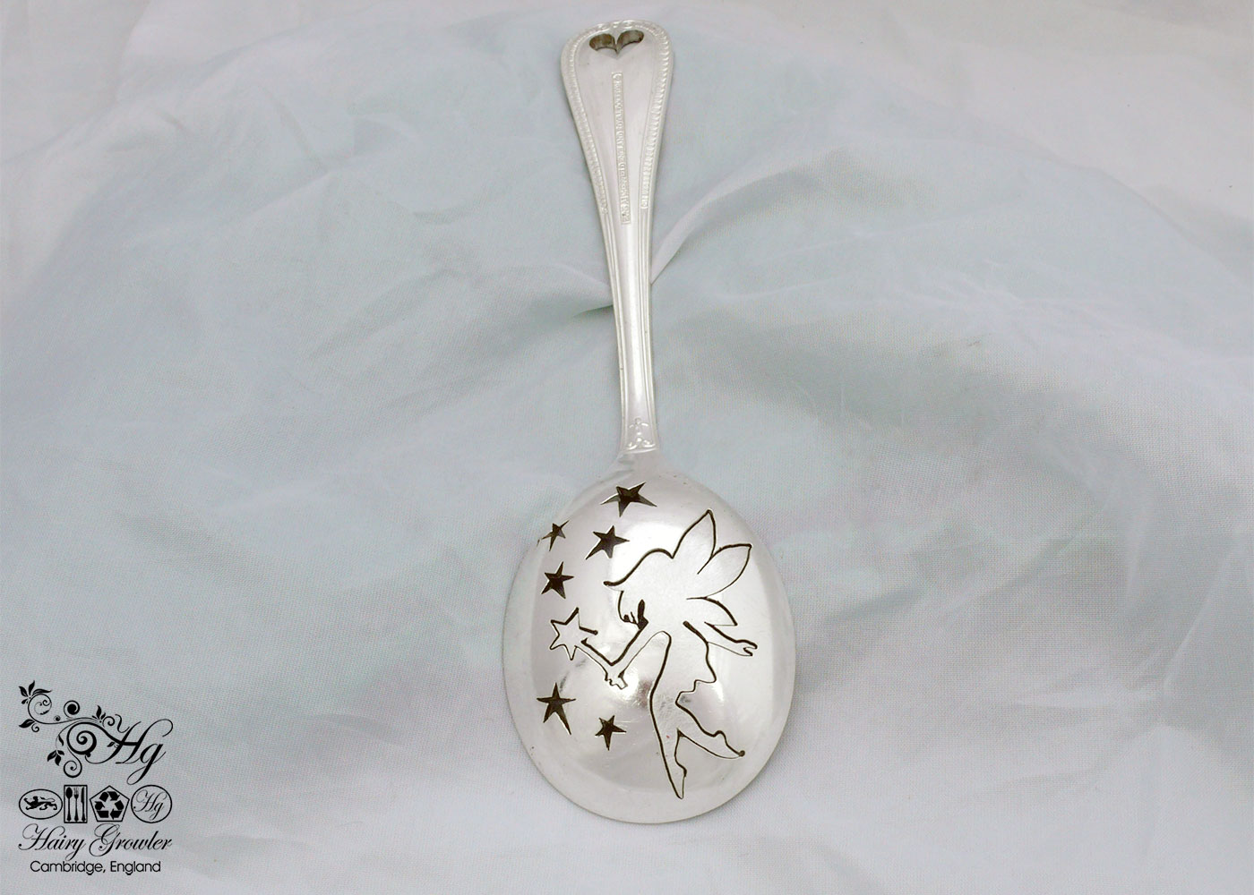 handcrafted and upcycled spoon fairy brooch